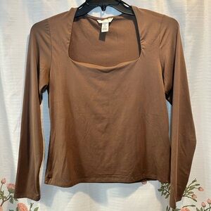 H&M Brown Long Sleeve Women's Top